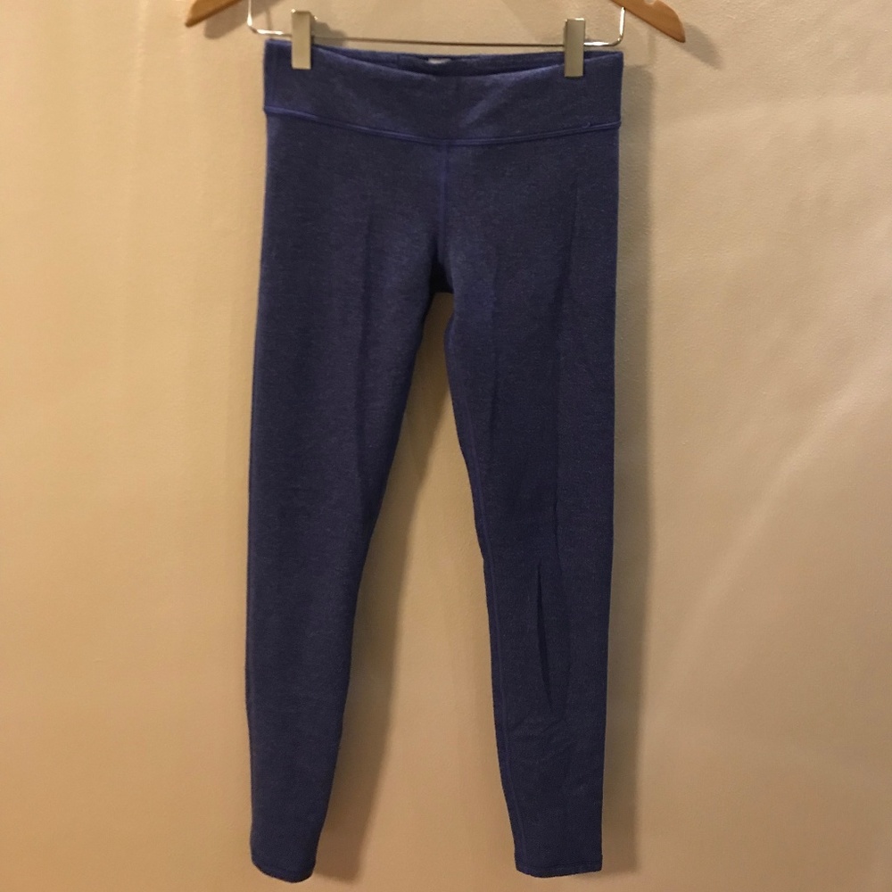 Blue Herringbone Ankle Length Leggings